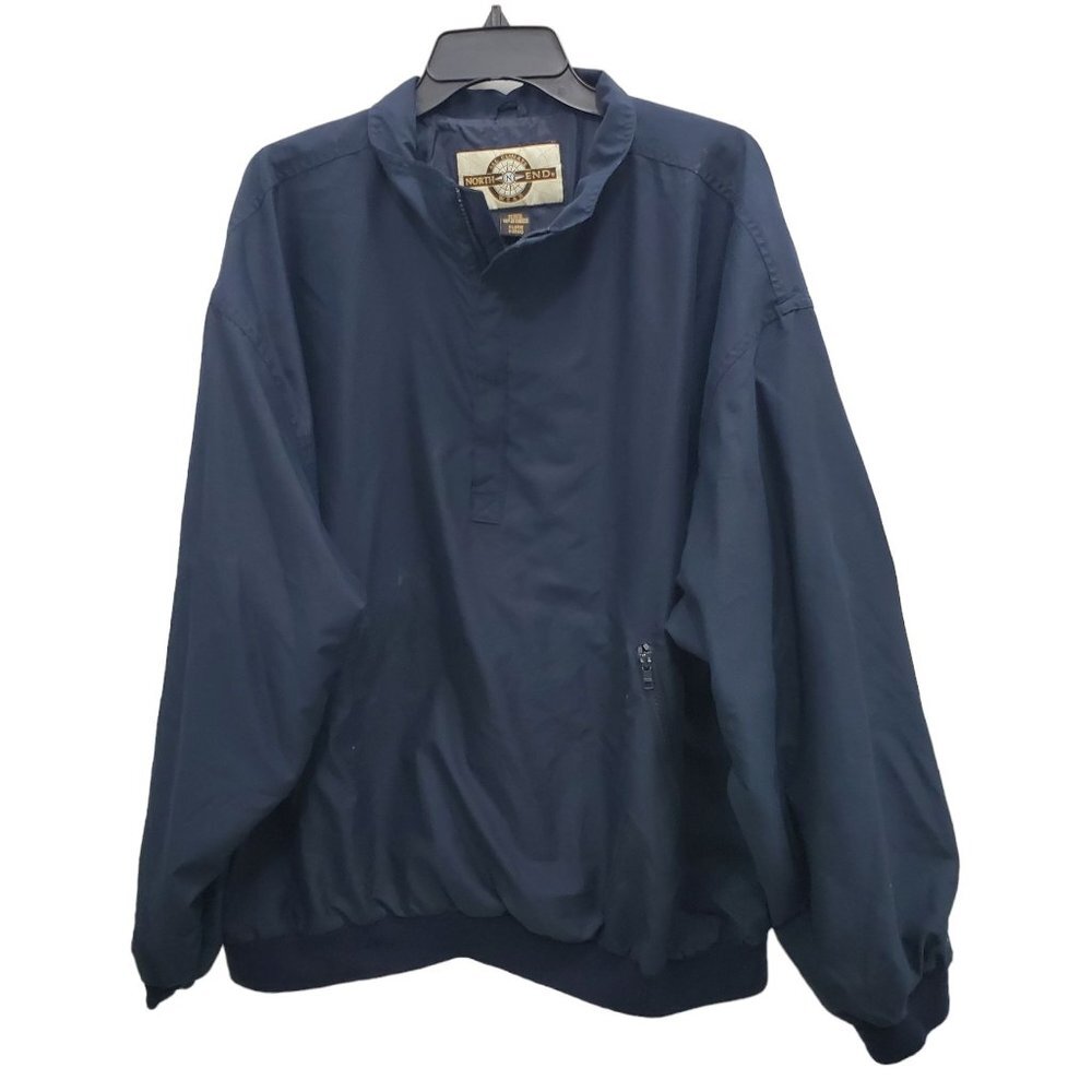 North End Men's Vintage All Climate Navy Pfizer 1/4 Zip Mock Neck‎ Jacket Sz XL